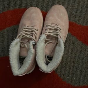 Pink and white winter inner fleeced boots